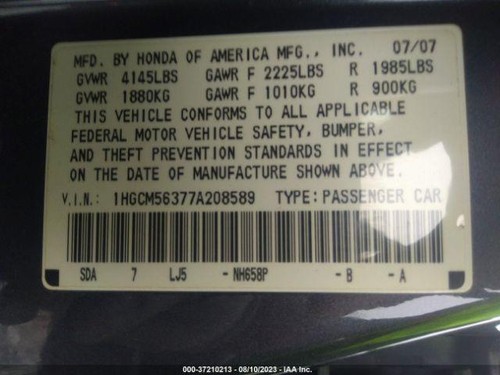 03 04 05 06 07 HONDA ACCORD Wiper Arm LH - Picture 9 of 11