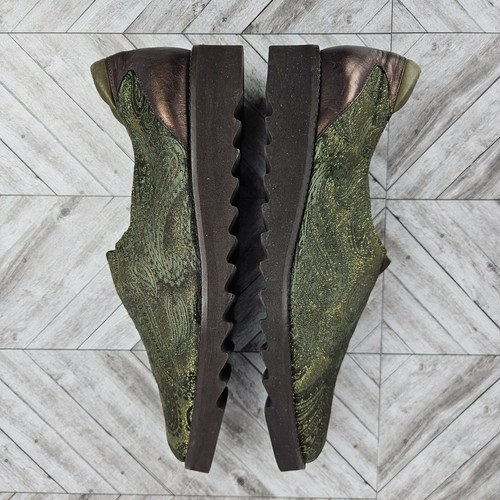 DONALD J PLINER Green Womens 8 Slip On Loafer Metallic Paisley Almond Toe Italy - Picture 8 of 11