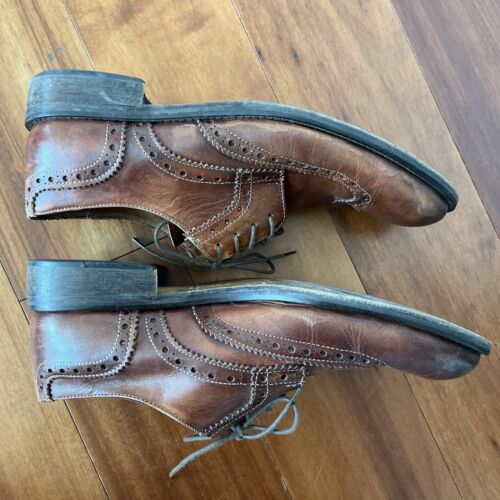 Mario Alborino Mens Size 42 Italian Wingtip Brown Leather Sole Dress Shoe - Picture 12 of 12