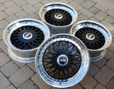 BMW E39 OEM BBS RC090 RS Style 5 17x8 Wheels Rims +Billet Caps Restored *BLACK*