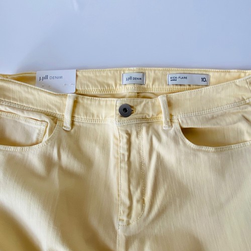 JJill Denim Kick Flare Ankle Jeans Size 10P Sunlight Yellow Raw Hem Stretch NWT - Picture 6 of 15