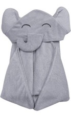 Premium Hooded Bath Towel Grey Elephant 30" x 30" Baby Registry Gift NEW