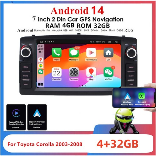 Touch Screen Video Player Bluetooth WiFi W/Cam Fit For Toyota Corolla 2003-2008 - Picture 5 of 6