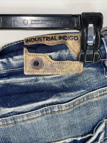 Industrial Indigo Men's Sz 40x34 Distressed American Flag Skull Blue Jeans NWT - Picture 8 of 8