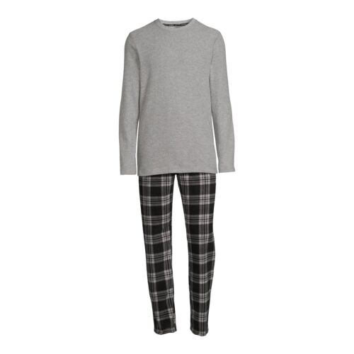 Hanes Men's 2-PC Long Sleeve Shirt & Pants X-TEMP Fleece Sleepwear PJ Set: L-2XL - Picture 3 of 6