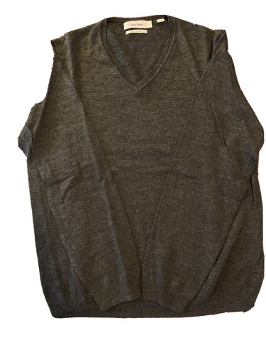 Calvin Klein Smokey Gray V Neck Sweater Fine Merino Wool Size Medium Lightweight - Picture 3 of 3