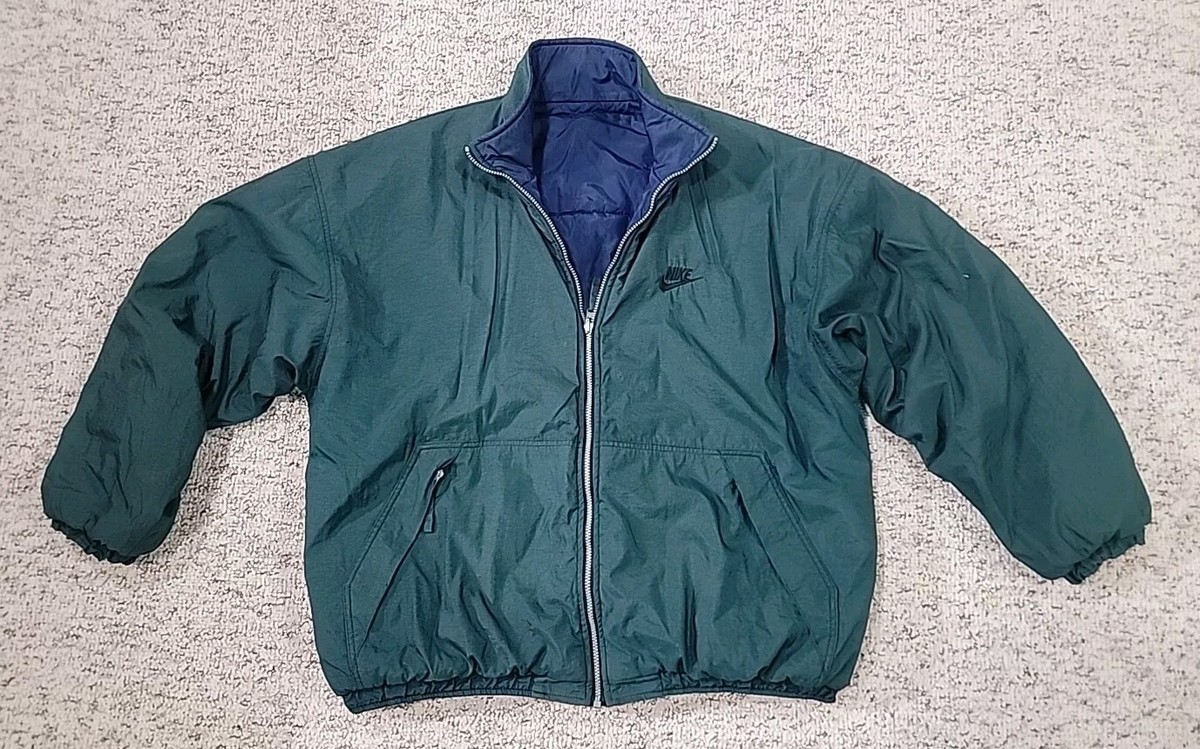 Vintage Nike Reversible Puffer Jacket Coat Big Swoosh Blue