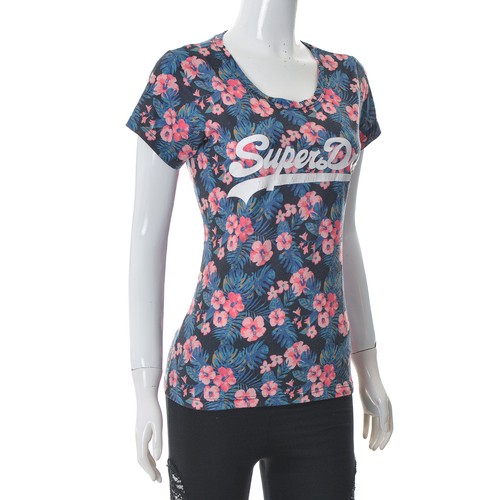 Superdry Women T-Shirt Large L Short Sleeve Scoop Neck Floral Print Multicolor - Picture 2 of 7