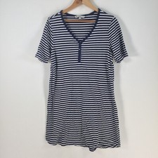 Target womens dress size M shift navy blue white striped short sleeve 064643