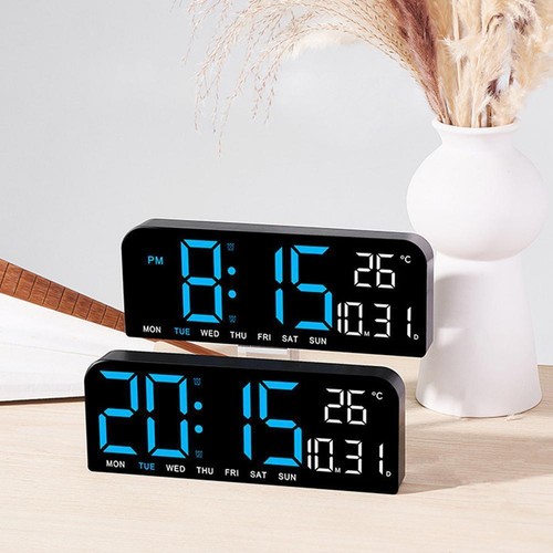 Digital Wall Clock Led Alarm Temperature Humidity Large Display Mode Night X3G5 - Picture 6 of 12