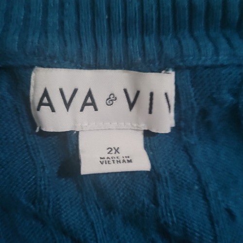 Ava &Viv Womens Blue Pullover V-Neck Sweater Plus Size 2X - Picture 4 of 5