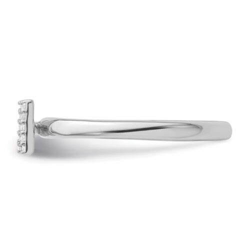Collar de pulsera con anillo M inicial de diamantes apilable de oro blanco de 14 K - Imagen 3 de 8