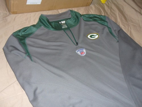 Green Bay Packers TX3 COOLE PASSFORM Langarm Reißverschluss NFL Team Emb Logo grün/grau Neu mit Etikett. - Bild 1 von 8