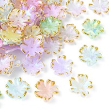 100x Multicolour Acrylic Flower Beads Caps Flower End Caps Spring Petal Bead Cap