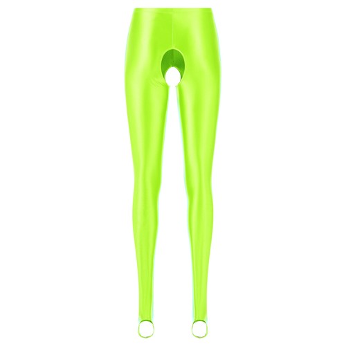 Sexy Women's Shiny Crotchless Tights Glossy Yoga Fitness Dance Pants Shapewear - Picture 79 of 94
