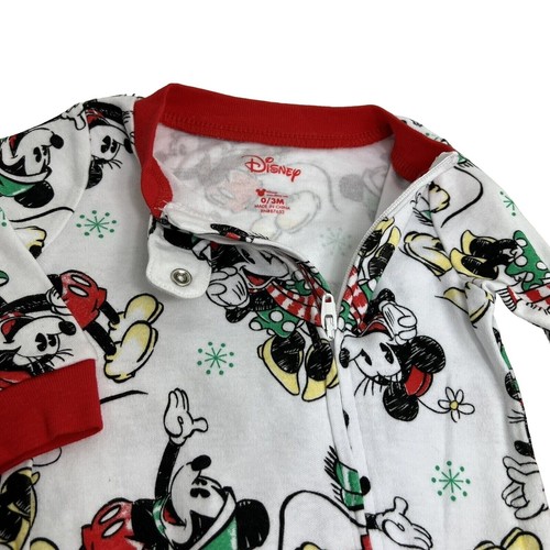 Pijama de Navidad Disney talla 0/3 meses mono para dormir Mickey Minnie Mouse vacaciones - Imagen 7 de 12