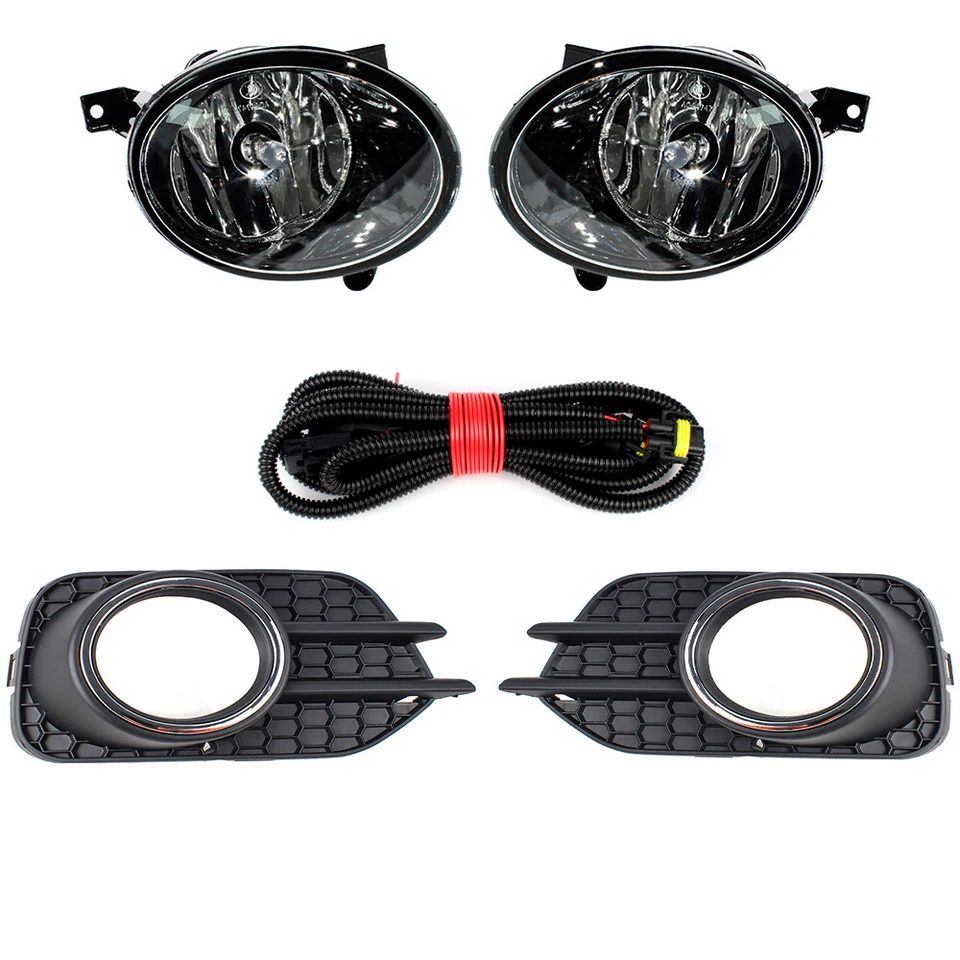 Par de luces antiniebla con bisel de rejilla para VW Tiguan 2012 2013 2014 2015 2016 2017 Foto 2 de 4