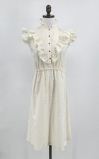 Vanessa Barrantes for Shumaq Millma Ivory Ruffle Button Shirt Dress Sz 4