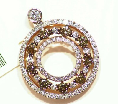 14K Gold Natural Round Chocolate Diamond Halo