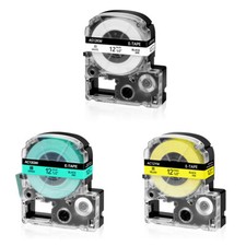3PK Compatible with EPSON LK-4WBN 4YBW 4GBP LW-300 White/Yellow/Green 12mm Tape