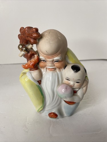 Vintage Asiatische Porzellan Fruchtbarkeit Weiser Mann Figur  - Bild 1 von 6