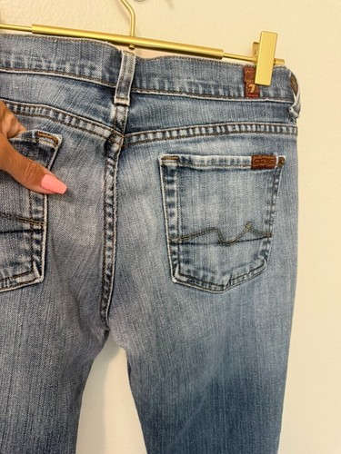 ECKO ROT gesmoktes Top & 7 For All Mankind Bootcut Jeans Damen S/27 Y2K Set - Bild 6 von 10