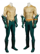 NEW Aquaman Men Suit Arthur Curry Outfit Gold Jumpsuit Halloween Cosplay Costume