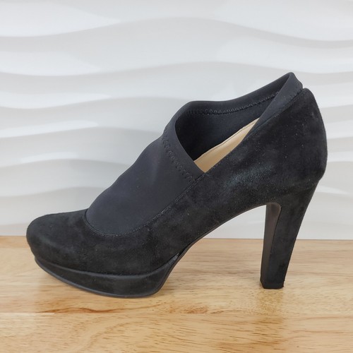 Ron White Heels Womens Size 7 Black Suede Elastic Slip On Shoes - Picture 5 of 12