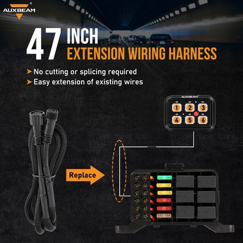 47 IN WIRING HARNESS EXTENSION CABLE FOR 6 GANG SWITCH PANEL CONTROLLER BOX 8PIN - Picture 4 of 7