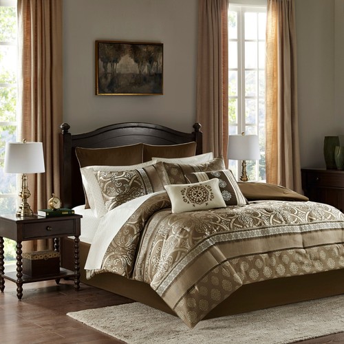 Madison Park Essentials Zara 16 Piece Jacquard Comforter Set with 2 Bed Sheet - Picture 3 of 21