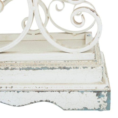 Litton Lane Candle Holder 18? Candlestick Plate 10 Scroll Metal Tabletop White - Picture 8 of 11