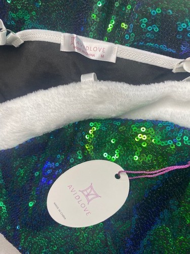 Vestido de Navidad Sexy Santa Lencería Verde Azul Lentejuelas Babydoll Ávido amor Mujeres - Imagen 7 de 11