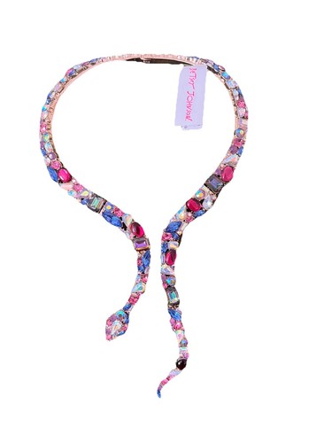 Betsey Johnson Strass 180+ Schlangenkragen Halskette Neu mit Etikett selten Rad Multi selten Wow - Bild 1 von 2