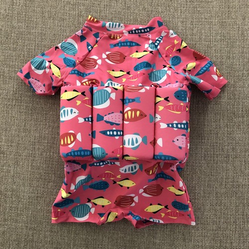Kids Floatation Swimsuit Toddler 3T-4T One Piece Float Suit Pink with Cap NWT - Picture 2 of 6