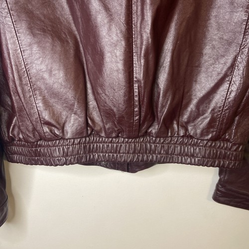 Vintage Bermans Leder Bomber Motorrad Jacke Damengröße 16 burgunderrot herausnehmbares Futter - Bild 15 von 22