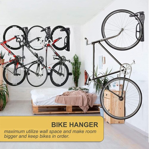 2 Bike Wall Mounted Hanger Garage Parking Vertical Hook Bicycle Rack Holder UK - Picture 8 of 8