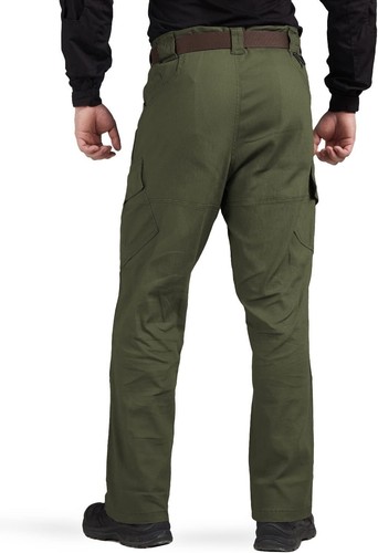 Work Cargo Army Utility Trousers Mens | Elastic Waist Multi Pocket Combat Green - Picture 5 of 43