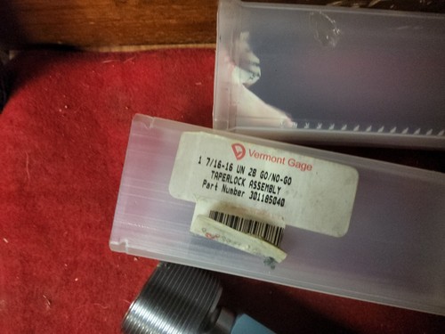 1-7/16-16 UN 2B 1.4375 THREAD PLUG GAGE VERMONT GO NOGO P.D.'S = 1.3969 & 1.4037 - Picture 2 of 3
