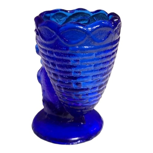 Conejo de Pascua de vidrio azul cobalto vintage con cesta soporte para palillo de dientes taza huevo - Imagen 19 de 21