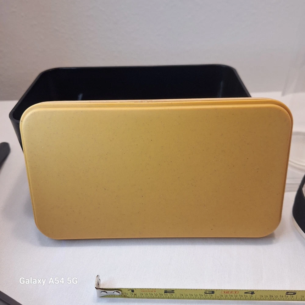 Bento Box Wheat Fiber Box With Utensils, Glass Straw And Drinking Glass New
