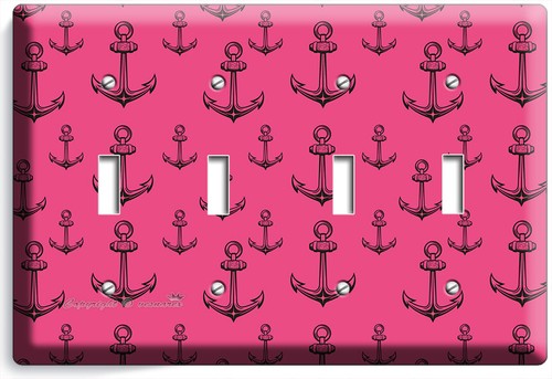 PINK SAILBOAT THEME BOAT ANCHORS LIGHT SWITCH OUTLET WALL NAUTICAL HD ROOM DECOR - Picture 15 of 34
