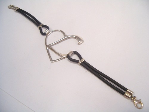 Bracelet with Heart And Initial " L " Silver 925 And Rubber - Bracelet - Picture 2 of 4