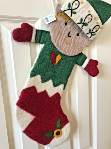 Christmas Elf Stocking Handcrafted Felt by MIDWEST-CBK Christmas Elf NEW - Picture 2 of 6