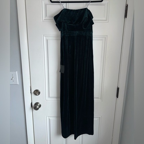 NWT I'm Enchanted Emerald Green Velvet Off-the-Shoulder Maxi Dress SIZE S - Picture 4 of 8