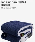 50''x 60'' Heated Throw (Navy) Model Number: T0847