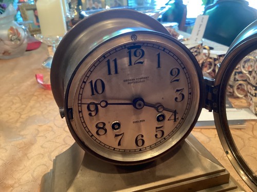CHELSEA SHIPS CLOCK With Bronze Case & Key~ Runs & Strikes - Picture 8 of 14