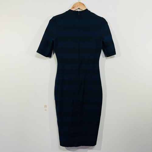 Witchery Bodycon Dress Black Navy Blue Stripe 12 Midi Casual Modern Office Work - Bild 11 von 18