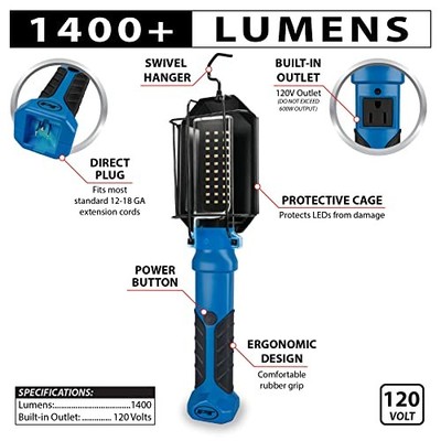 PERFORMANCE TOOL DIRECT PLUG LED DROP LIGHT - BLUE BLACK