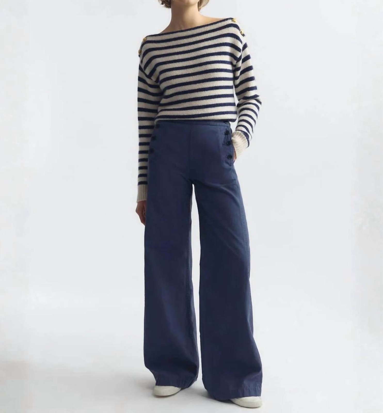 Nili Lotan Reed High Rise Wide Leg Pant French Navy