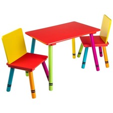 Wooden Crayon Table Chair Set for Kids – Creative Learning Gift Xmas Birthday